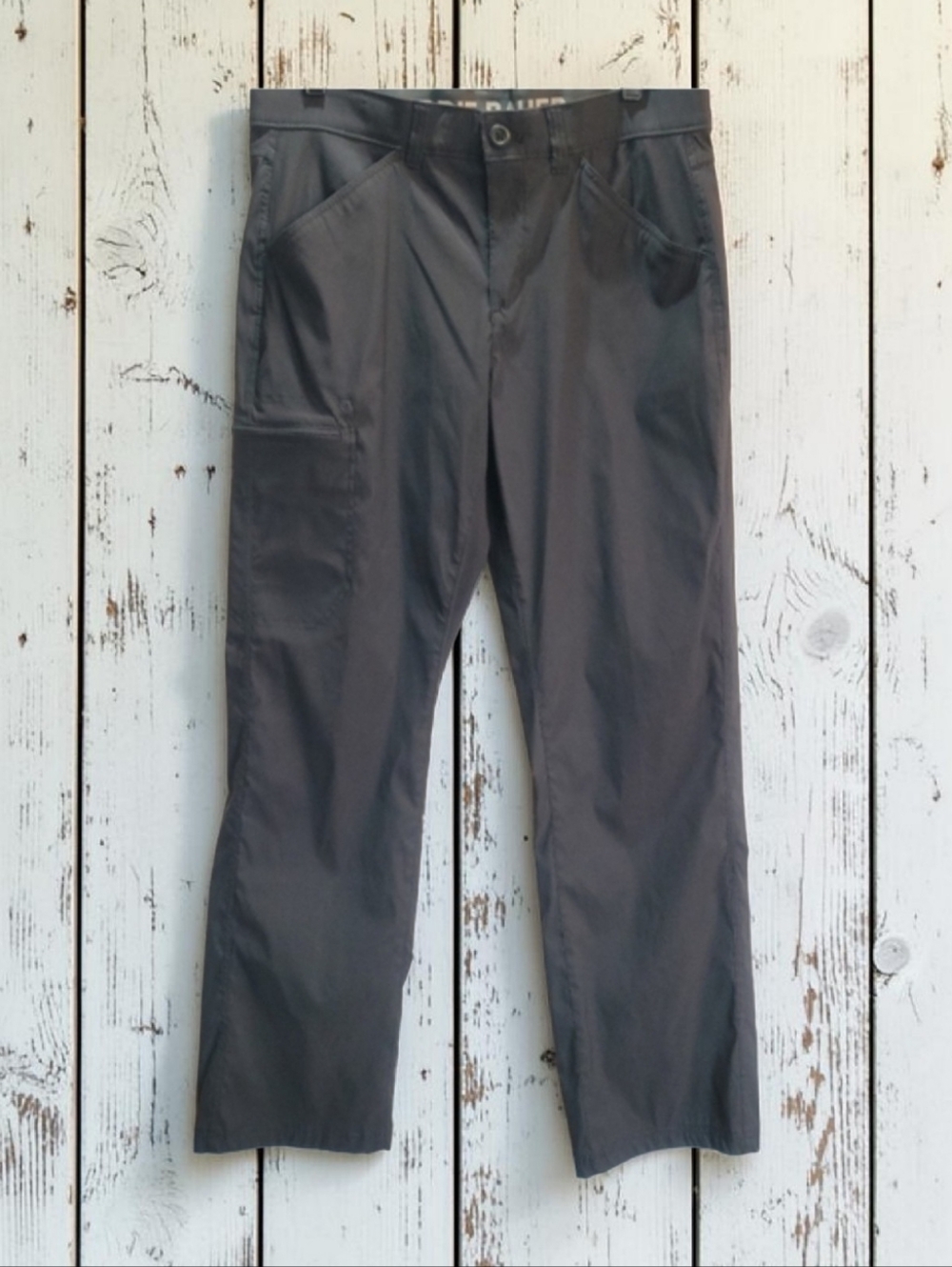 EUC Eddie Bauer Rainier Tech Pants 34x32 Charcoal Gray Hiking Stretch C3497098